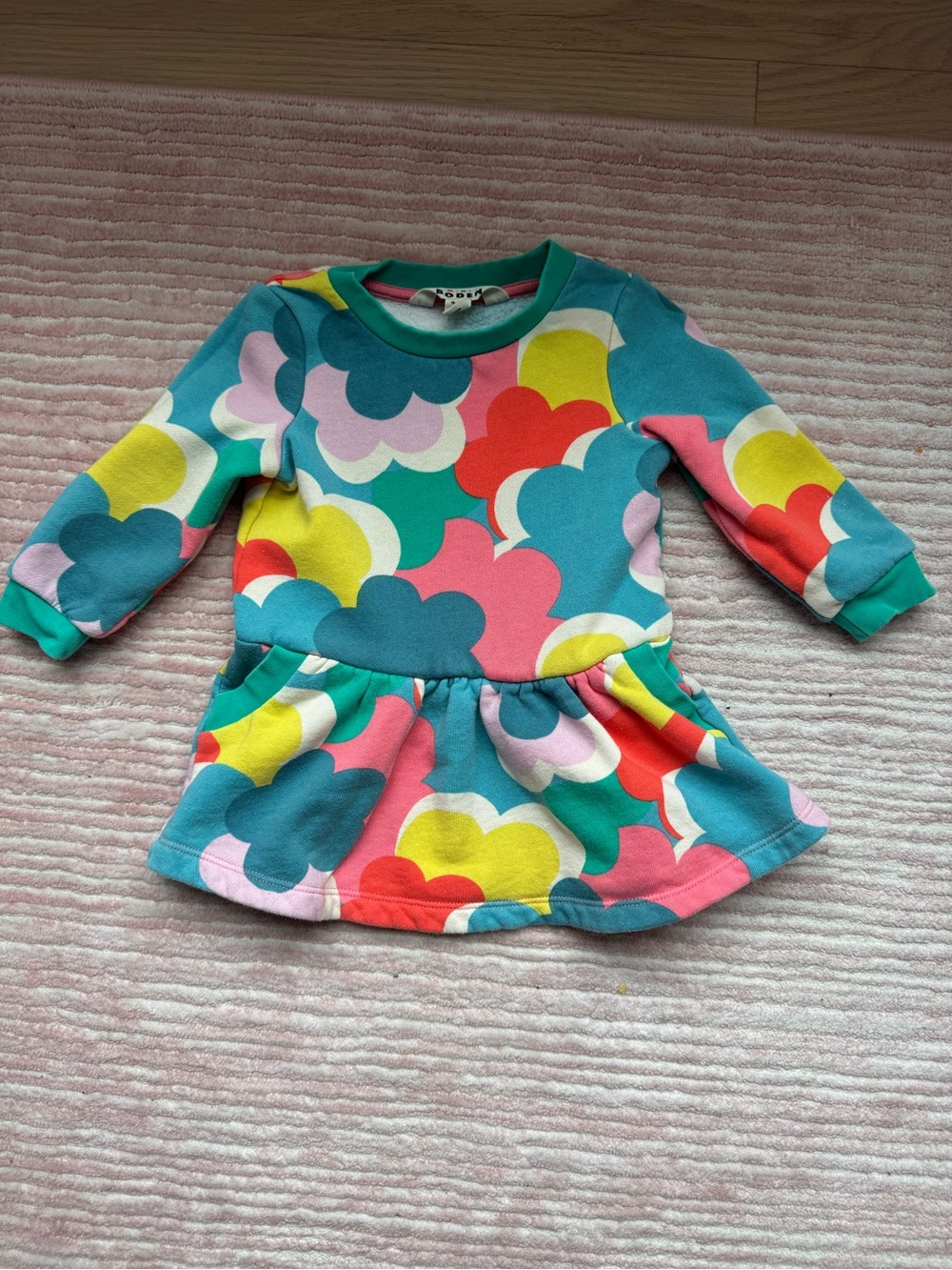 Mini Boden Teal & Pink Cloud Pullover